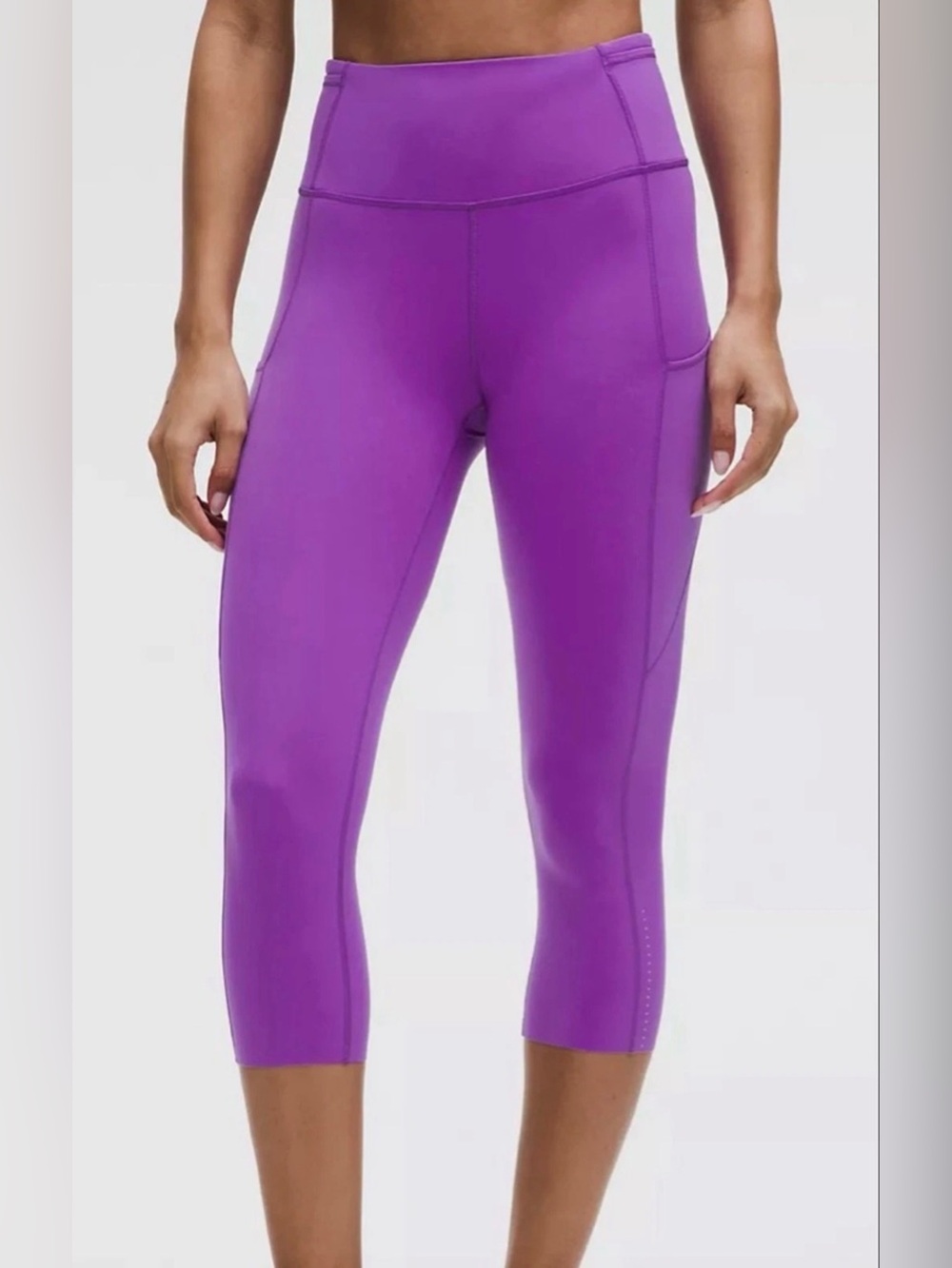 Lululemon Align High-Rise Crop Purple Capri Performance Leggings Side Pockets 8